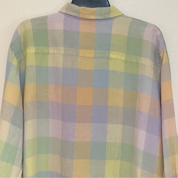 Ralph Lauren vintage pastel plaid linen button down classic preppy shirt size 3X - Picture 4 of 7